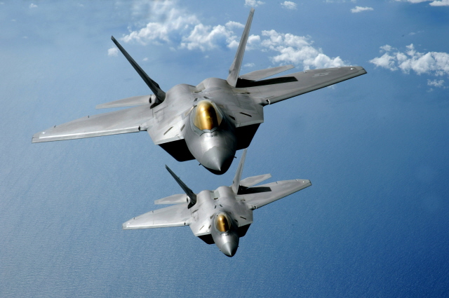 F-22 Raptors on patrol